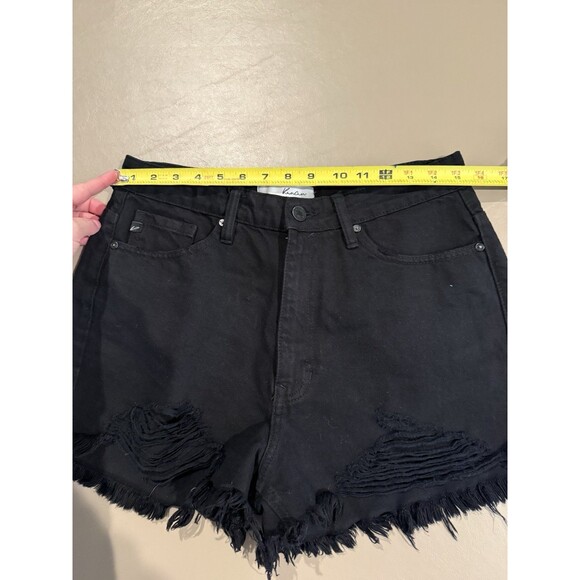 NWOT KanCan Estillo black cutoff denim shorts high rise Large distressed 31 - Picture 7 of 8